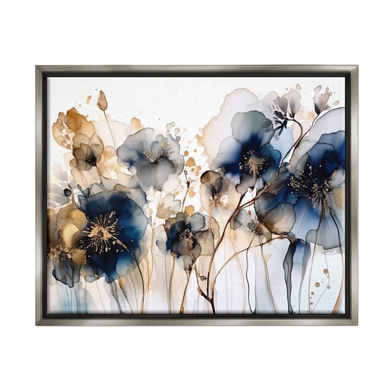 Stupell Industries Navy & Gold Abstraction Floater Framed Art